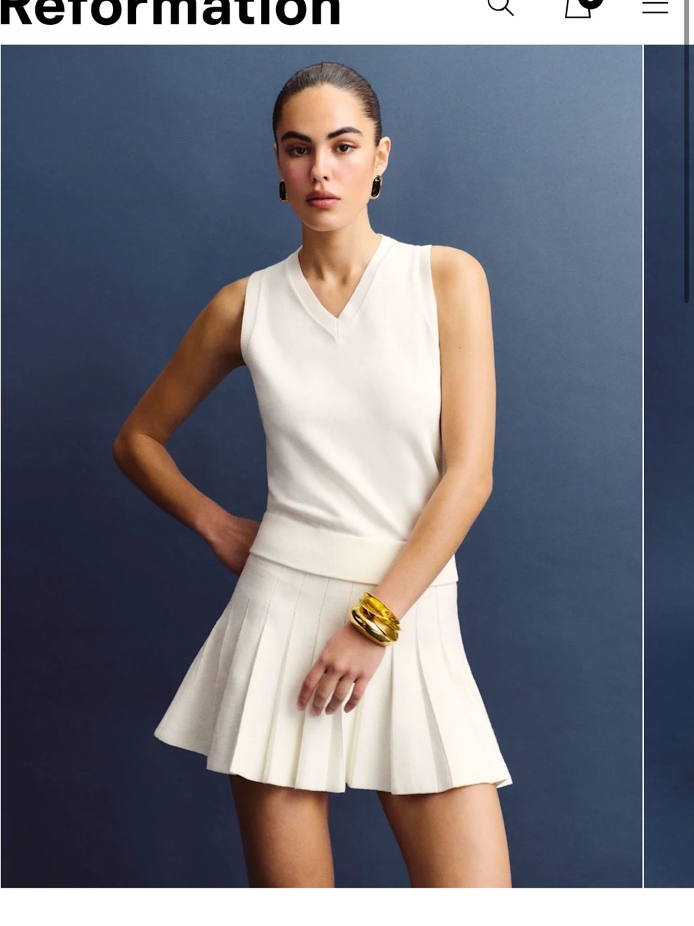 Reformation Blair Cotton Sweater Dress Ivory - Size XS